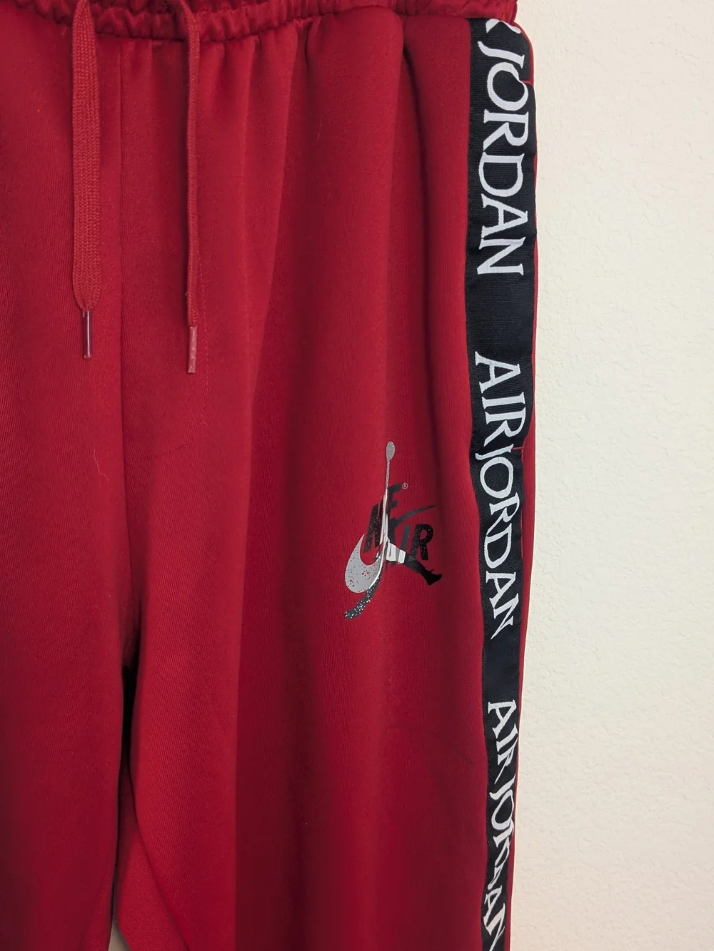 Jordan Air Men’s XL Red Logo Tape Jogger Track Pants Jumpman Nike